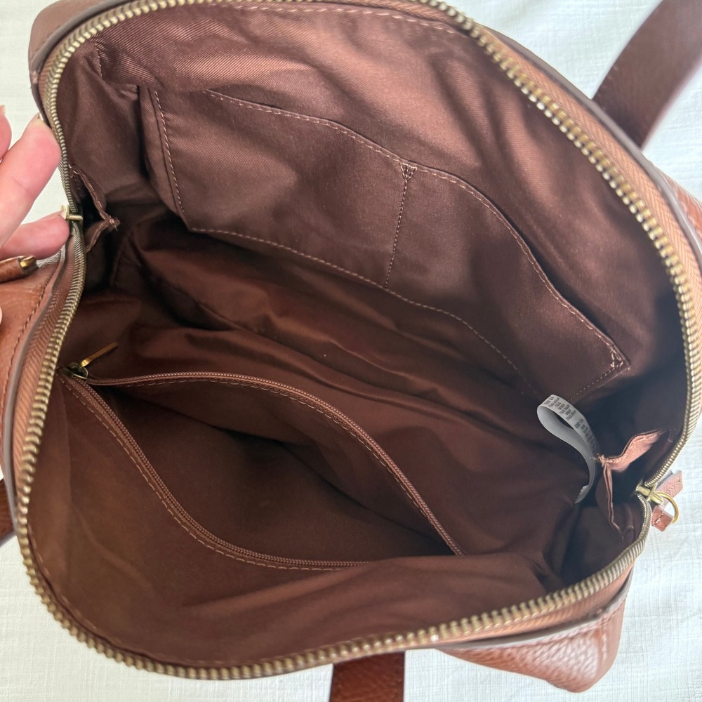 Fossil Sydney Satchel Brown Pebbled Leather Top Handle Bag SHB1032210 - Picture 5 of 9